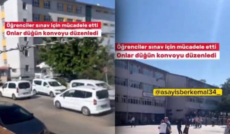 Duyarsızlığın böylesi! Öğrenciler sınavda ter dökerken onlar düğün konvoyu yaptı