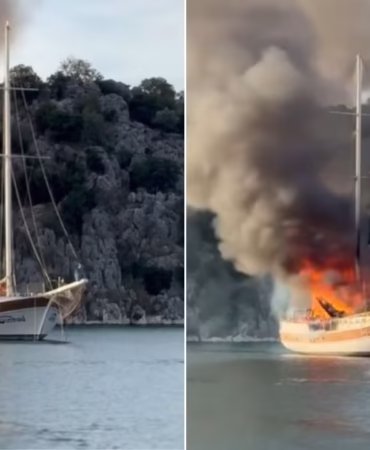 Kekova’da Korkutan Anlar: Lüks Yat Alevlere Teslim Oldu