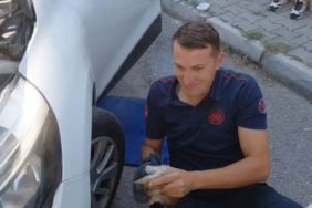 Isparta’da Otomobile Sıkışan Yavru Kedi İçin Nefes Kesen Kurtarma