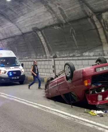 Dereboğazı Tünellerinde Korkutan Kaza: Otomobil Takla Atıp Ters Döndü!