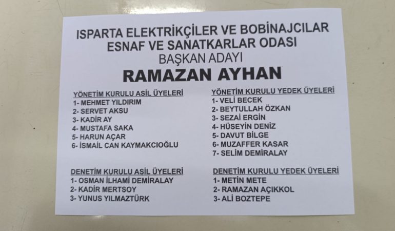 Isparta Elektrikçiler Odası’nda Ramazan Ayhan Dönemi Başladı