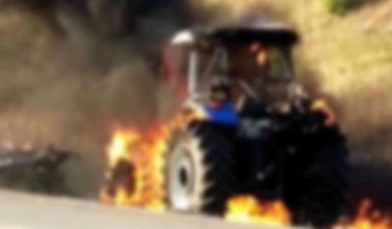 Isparta Yalvaç’ta Hareketli Sabah: Traktör Alev Alev Yandı