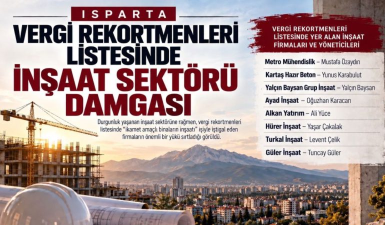 Isparta’da İnşaat Sektörü Zirveye Damga Vurdu: Vergi Rekortmenleri Açıklandı!