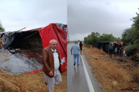 Isparta’da Korkutan Kaza: Kontrolden Çıkan Kamyon Devrildi