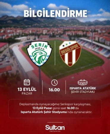 Serikspor – İnegölspor Maçının Yeni Adresi Isparta Atatürk Stadyumu
