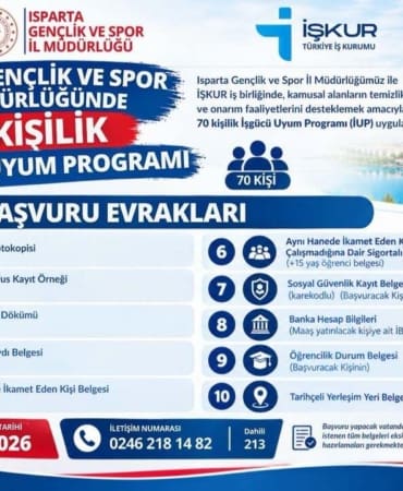 Isparta’da 70 Kişilik Büyük İstihdam Fırsatı: Son Evrak Teslim Tarihi Yaklaşıyor!