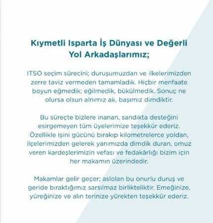 ITSO Seçimi Sonrası Yunus Karabulut’tan Net Mesaj: ‘İlkeli Duruş ve Güçlü Birlik Vurgusu!’