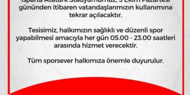 Müjde Verildi: Isparta Atatürk Stadyumu Kapılarını Yeniden Halka Açıyor!