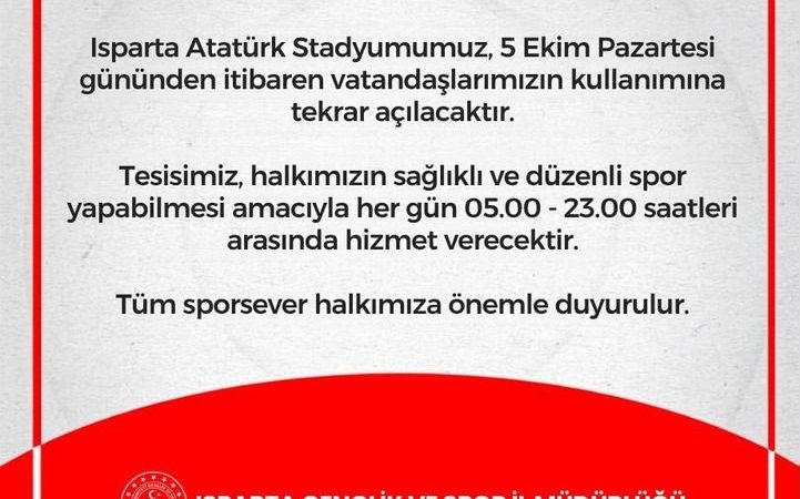 Müjde Verildi: Isparta Atatürk Stadyumu Kapılarını Yeniden Halka Açıyor!
